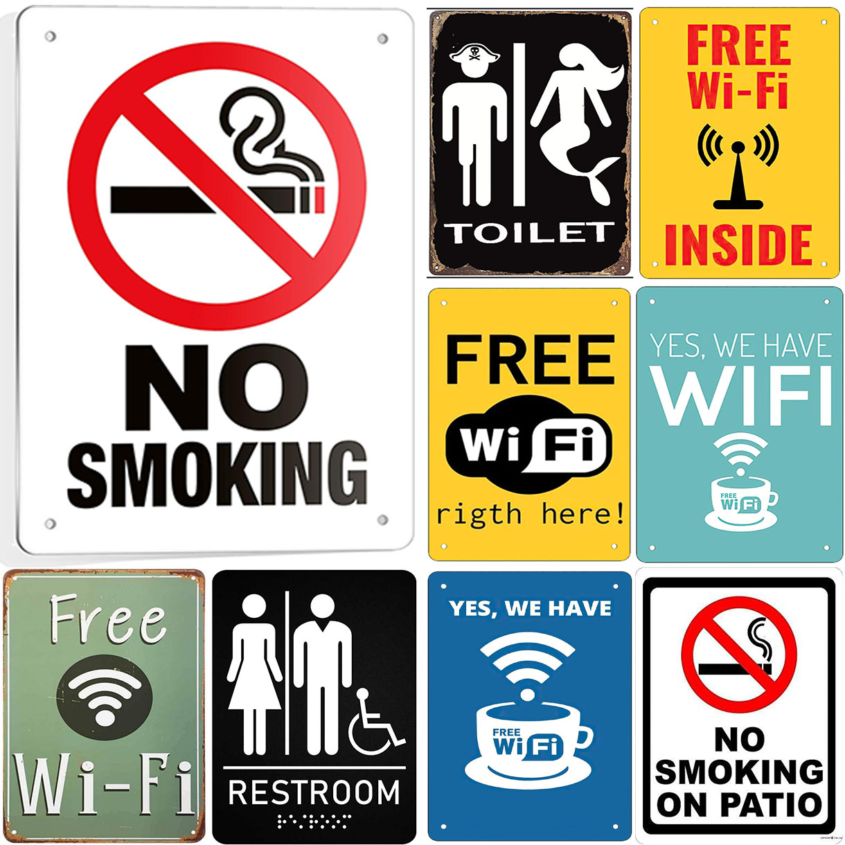 Home Bar Cafe - Metal Tin Signs Warning No Smoking