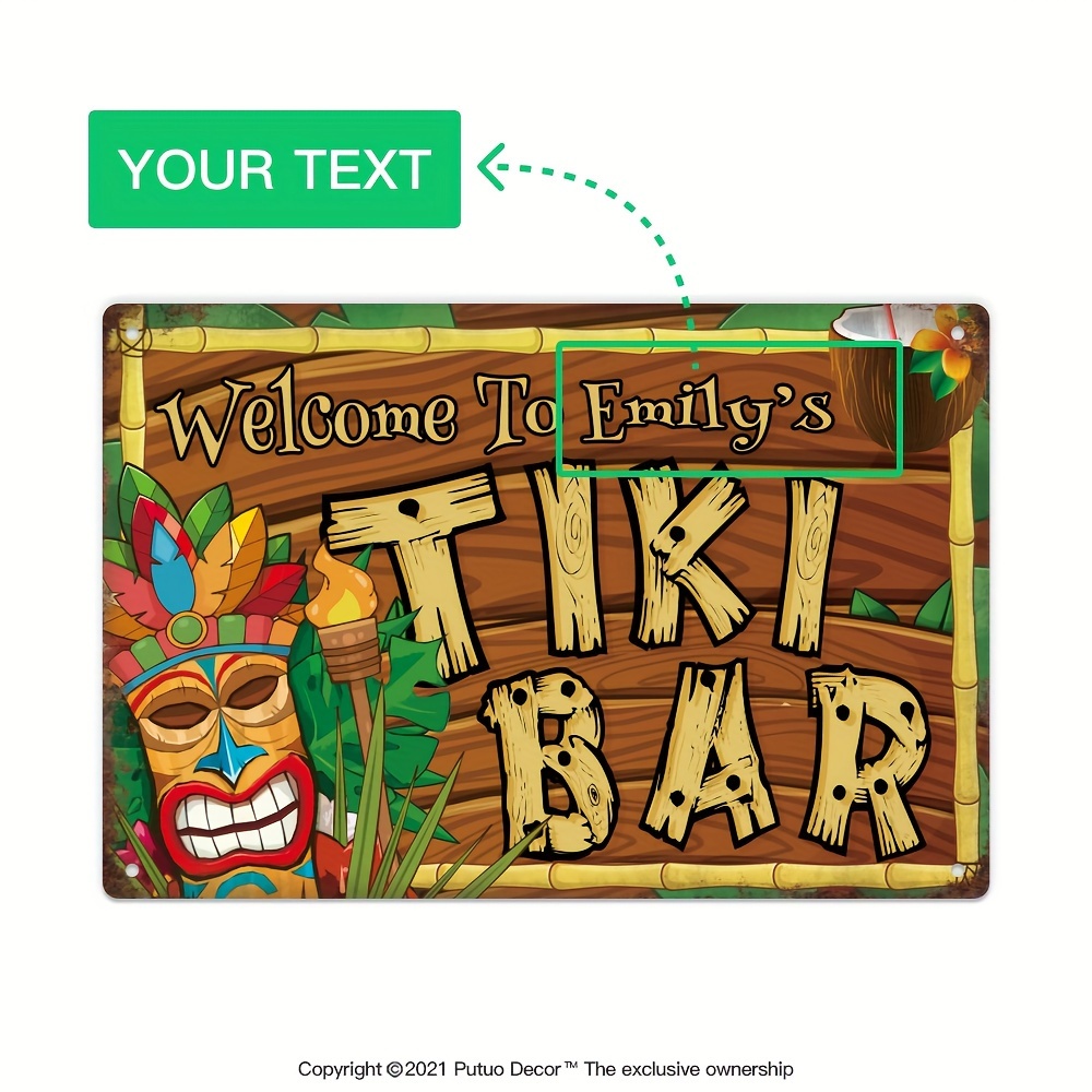 Home Bar Cafe - Custom Decor Tiki Bar Sign, Personalized
