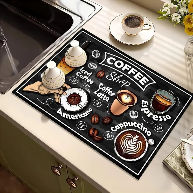 Creative Coffee Print Kitchen  - Bar Mat Rubber 评论和价格