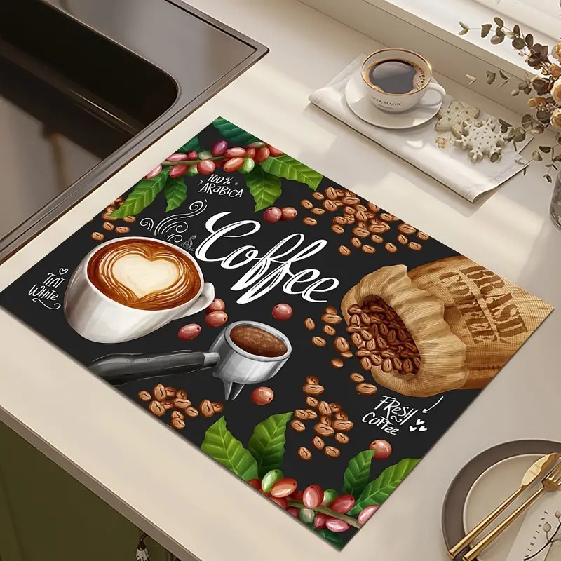 Creative Coffee Print Kitchen  - Bar Mat Rubber 评论和价格