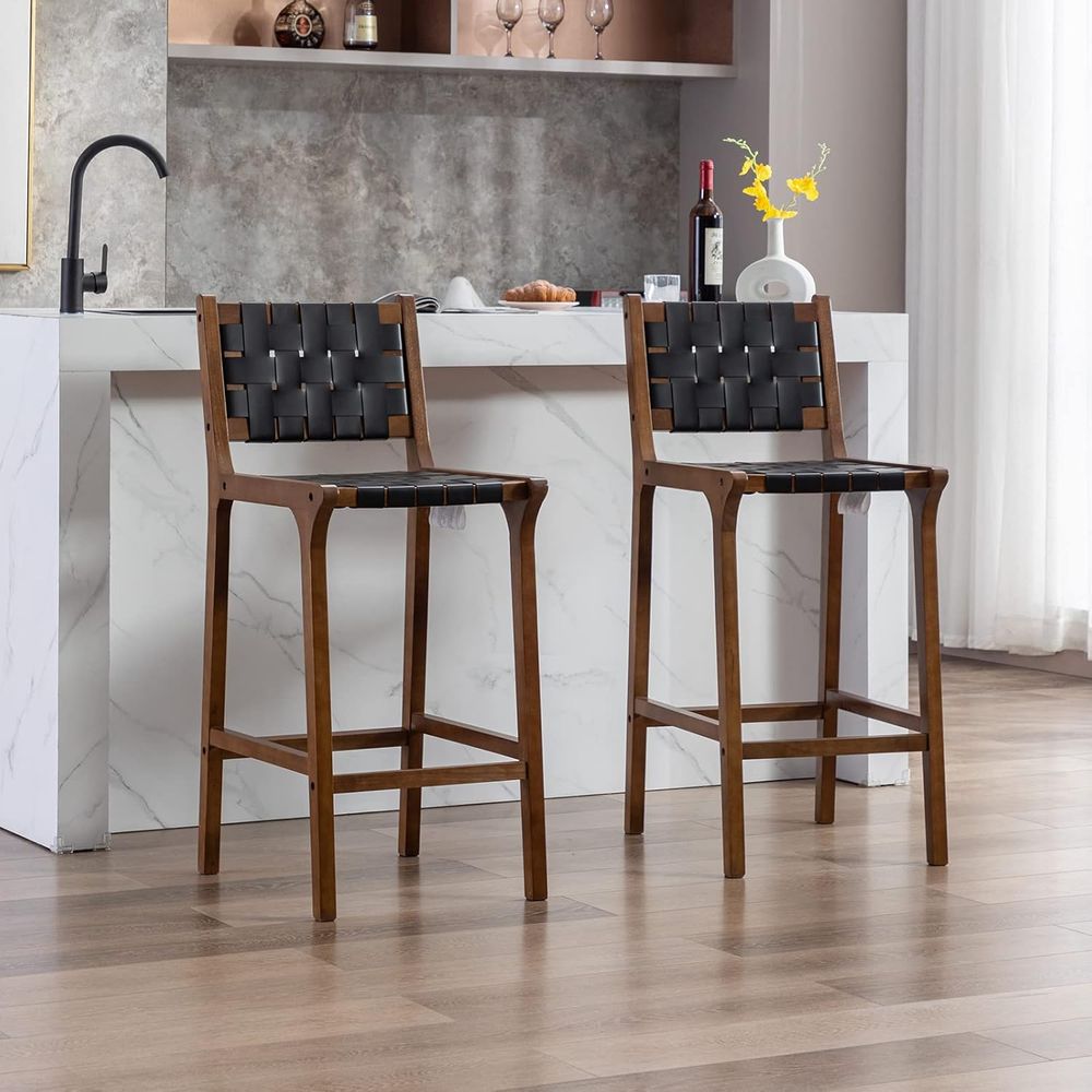 Set of 2 Wooden Bar Stools, Bl - Home Bar Stools 评论和价格