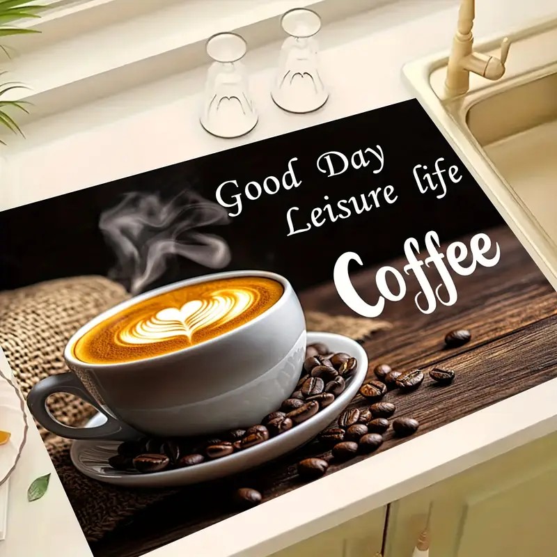 Classic Coffee Design Dish Dry - Bar Mat Rubber 评论和价格