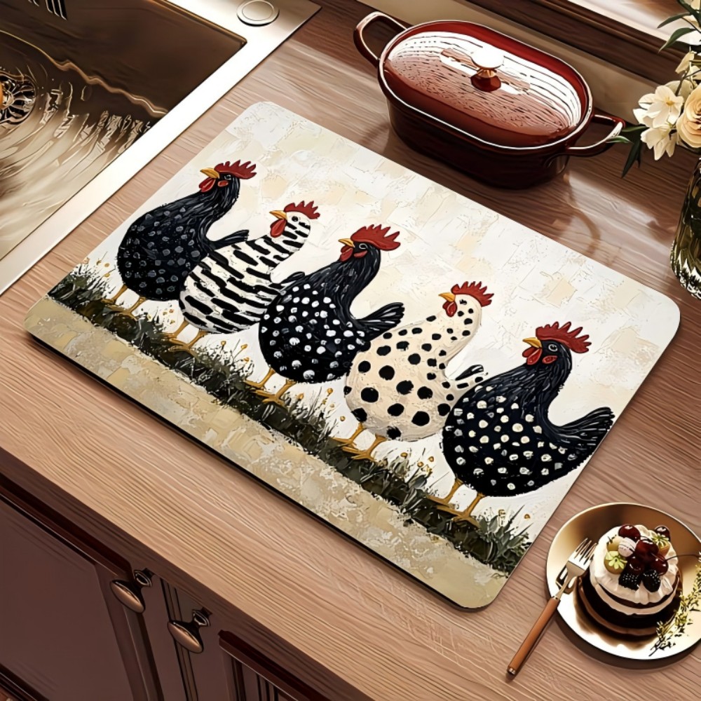 Farmhouse Chicken Dish Drying  - Bar Mat Rubber 评论和价格