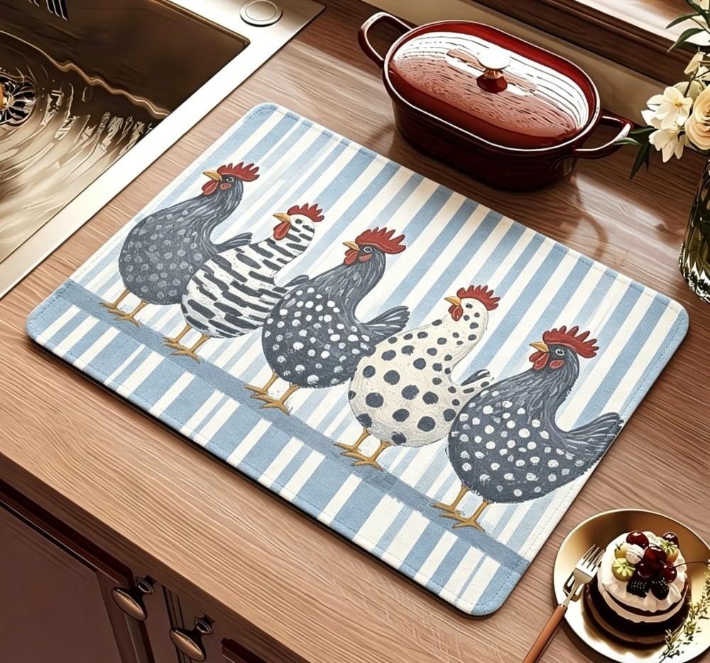 Farmhouse Chicken Dish Drying  - Bar Mat Rubber 评论和价格