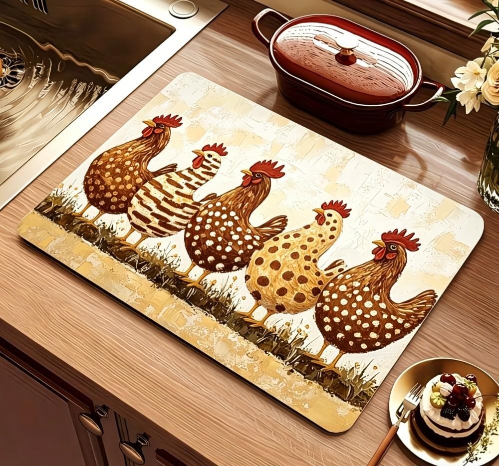 Farmhouse Chicken Dish Drying  - Bar Mat Rubber 评论和价格