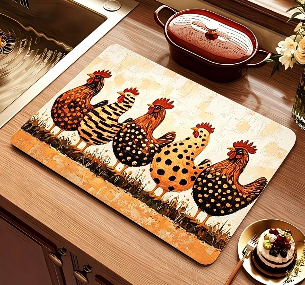 Farmhouse Chicken Dish Drying  - Bar Mat Rubber 评论和价格