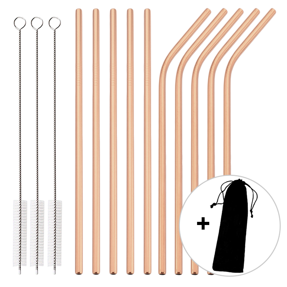 14Pcs Reusable Rose Gold Straw - Home Bar Shelf 评论和价格