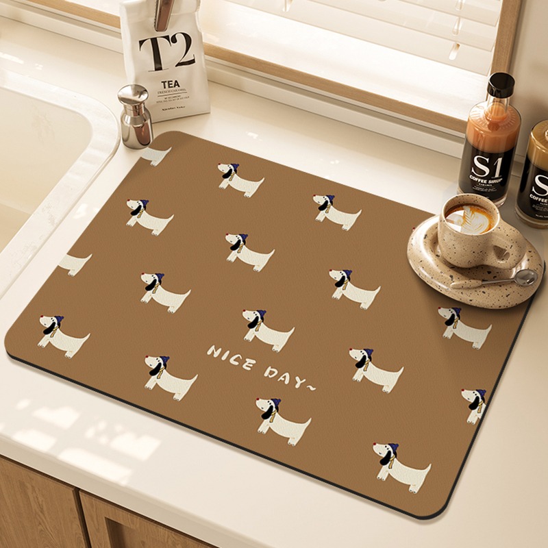 Cartoon Pug Pattern Printed Ki - Bar Mat Rubber 评论和价格