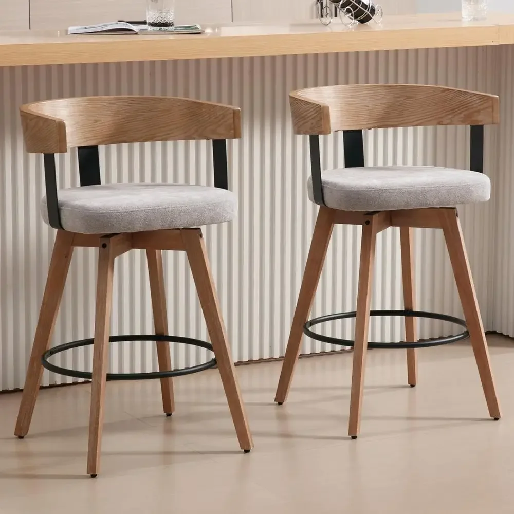 Set of 2, 26 Grey Linen-Uphols - Home Bar Stools 评论和价格