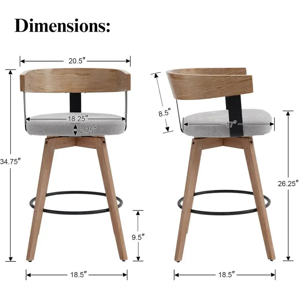 Set of 2, 26 Grey Linen-Uphols - Home Bar Stools 评论和价格