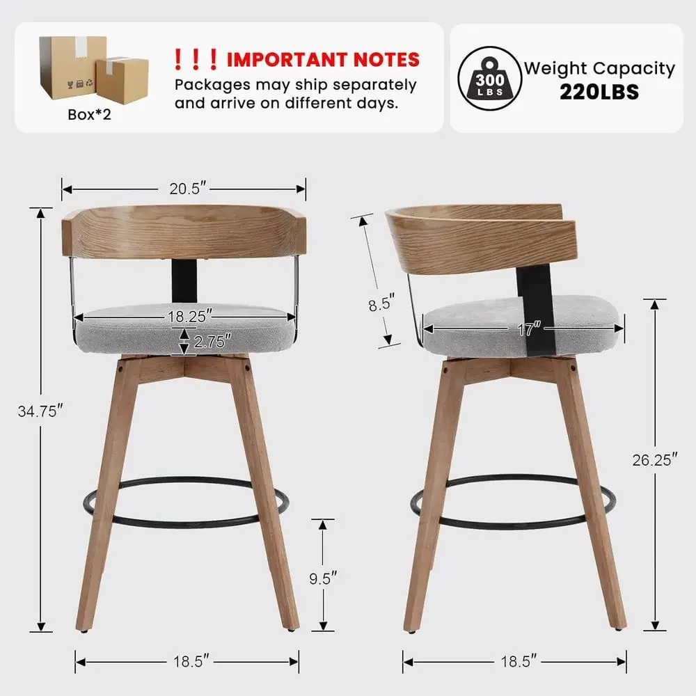 Set of 2, 26 Grey Linen-Uphols - Home Bar Stools 评论和价格
