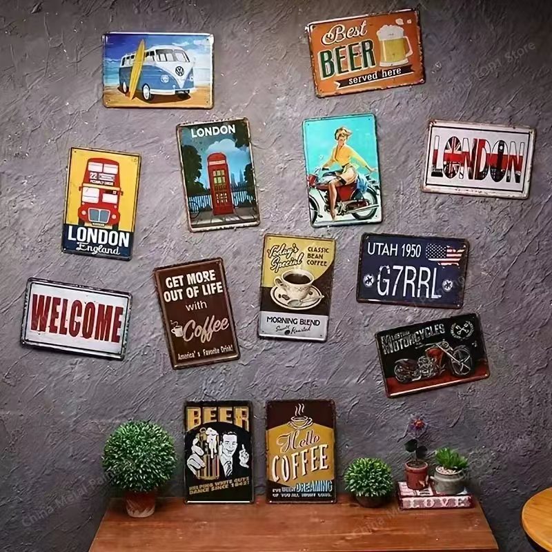 Vintage Metal Tin Sign 8x12 In - Home Bar Cafe 评论和价格