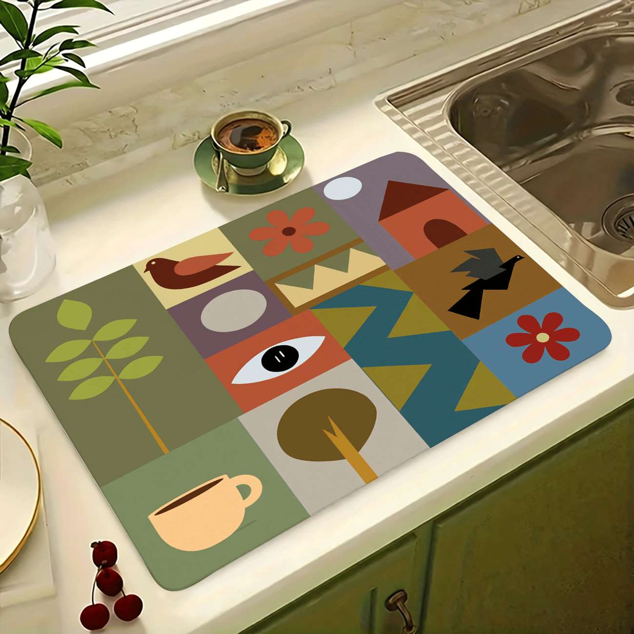 Mid-Century Modern Geometric P - Bar Mat Rubber 评论和价格