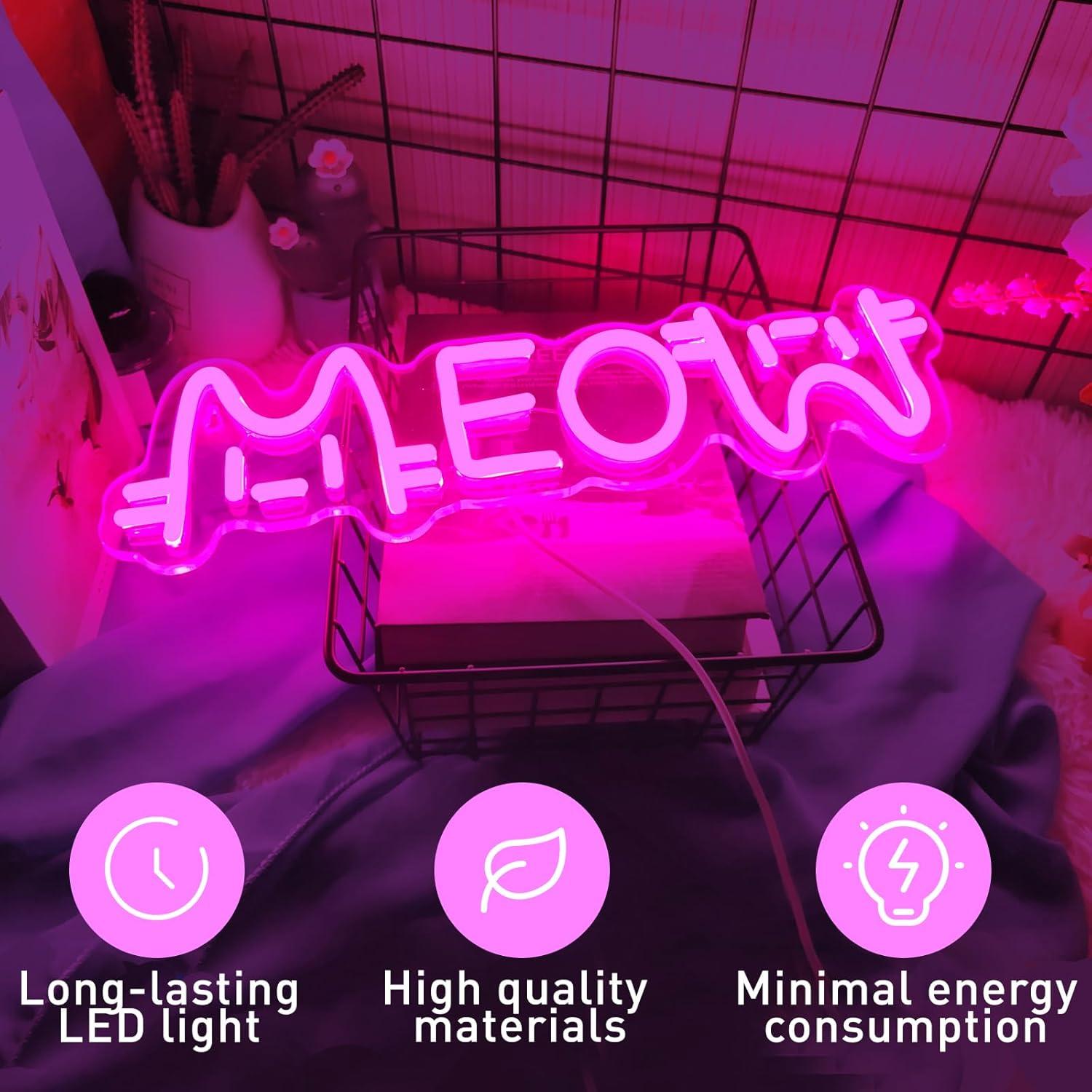 Meow Neon Sign Cat USB Powered - Home Bar Cafe 评论和价格