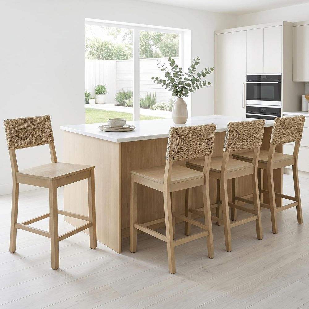 Set of 2 Natural Seagrass Back - Home Bar Stools 评论和价格