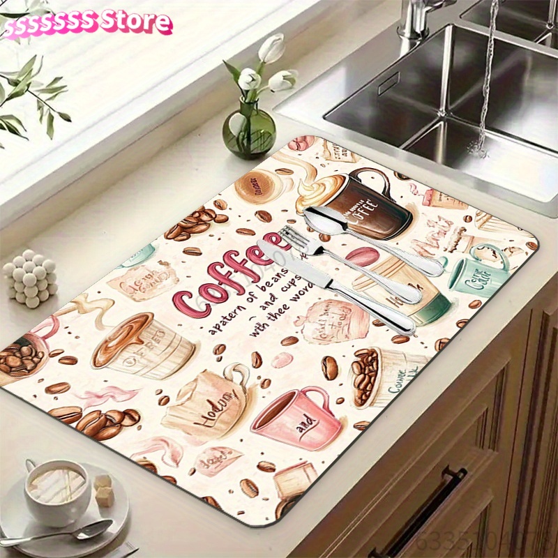 Coffee Cup Pattern Absorbent M - Bar Mat Rubber 评论和价格