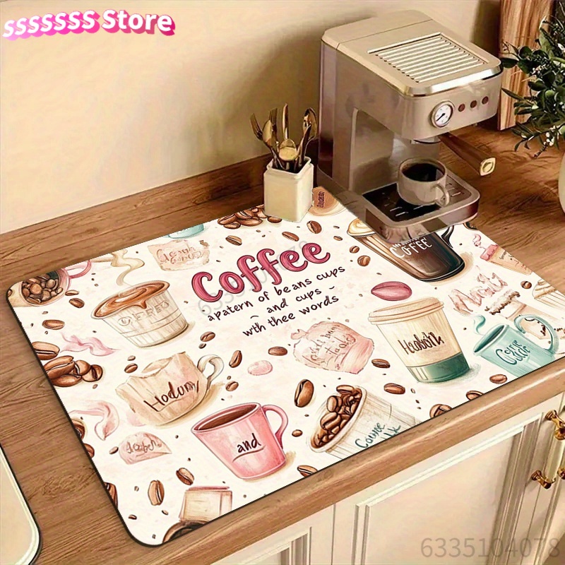Coffee Cup Pattern Absorbent M - Bar Mat Rubber 评论和价格