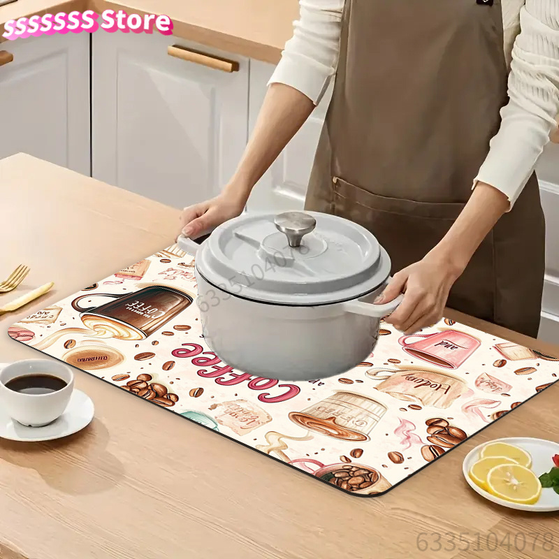 Coffee Cup Pattern Absorbent M - Bar Mat Rubber 评论和价格