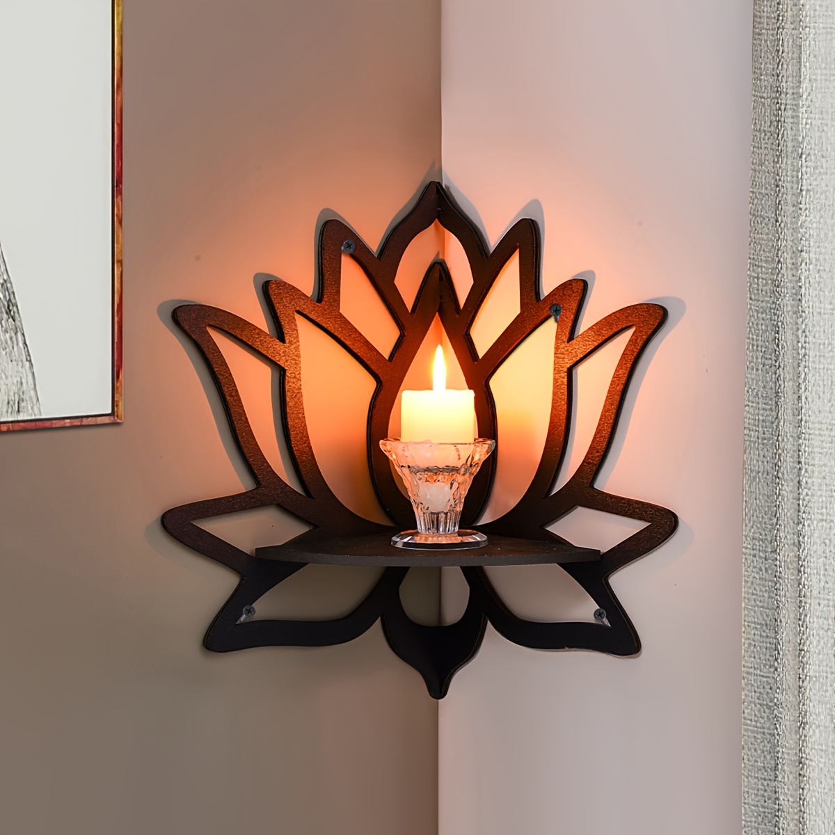Lotus Corner Floating Shelf, H - Home Bar Shelf 评论和价格