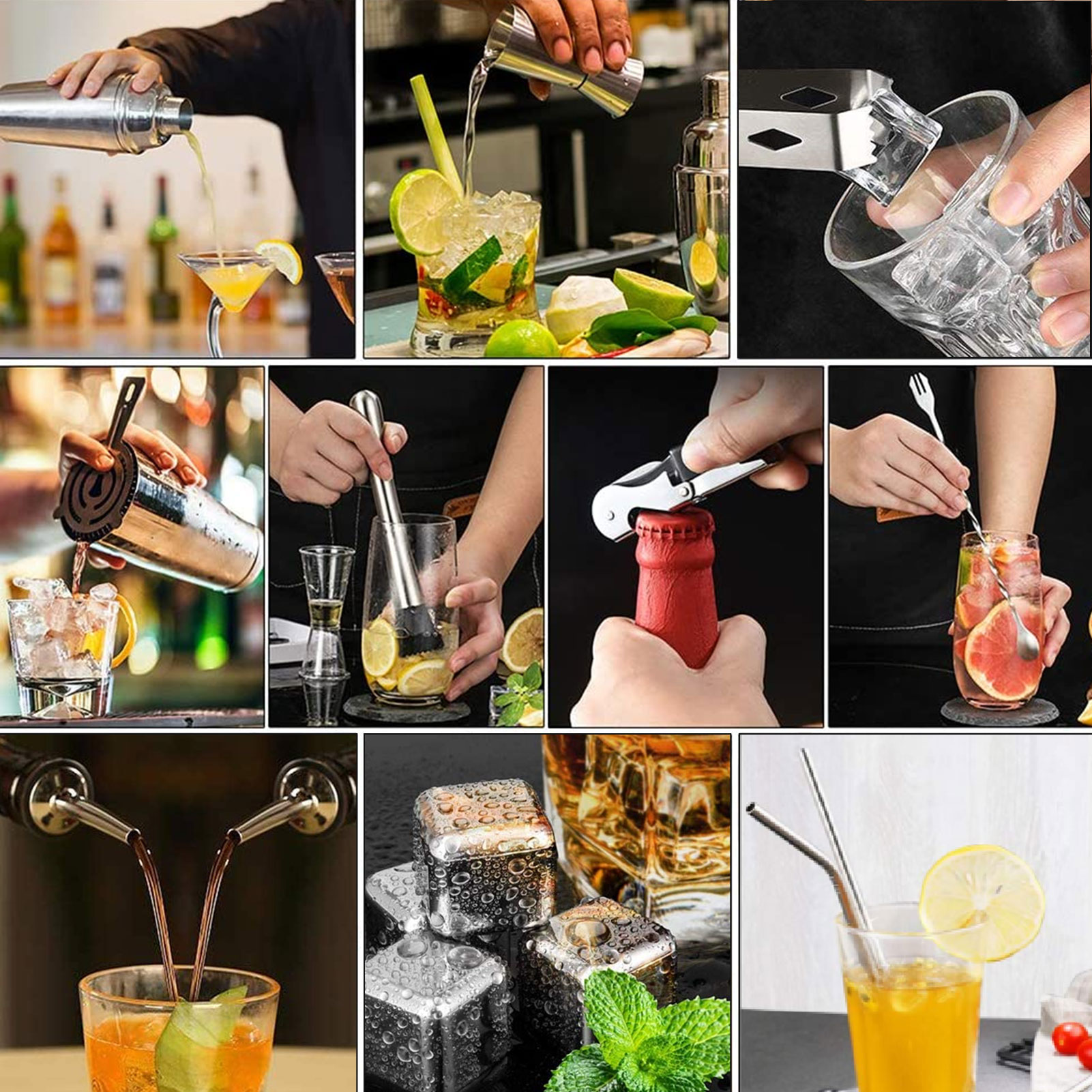 Cocktail Making Set Shaker Sta - Cocktail Recipe Book 评论和价格