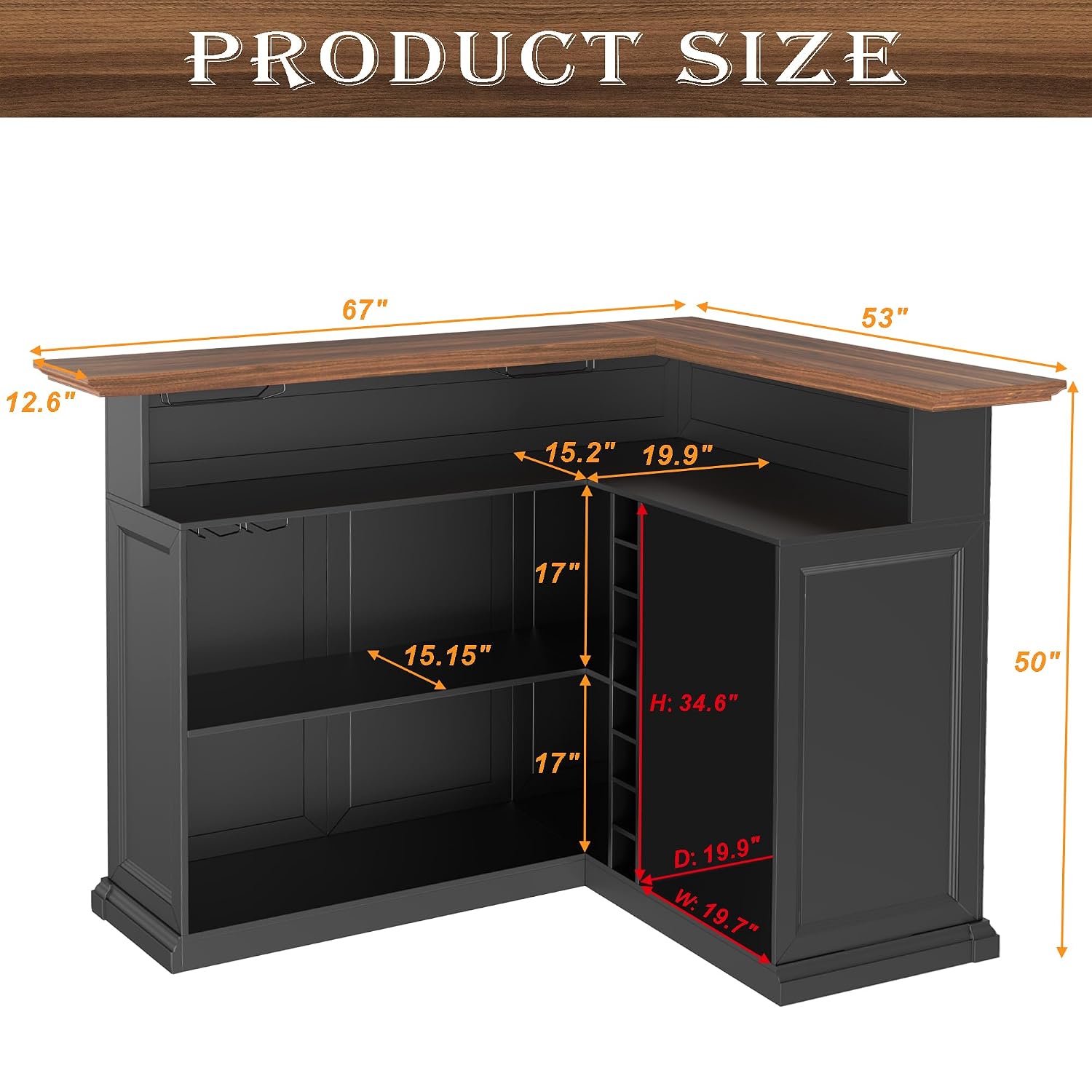 L-Shaped Home Bar Cabinet with - Home Bar And Fridge 评论和价格