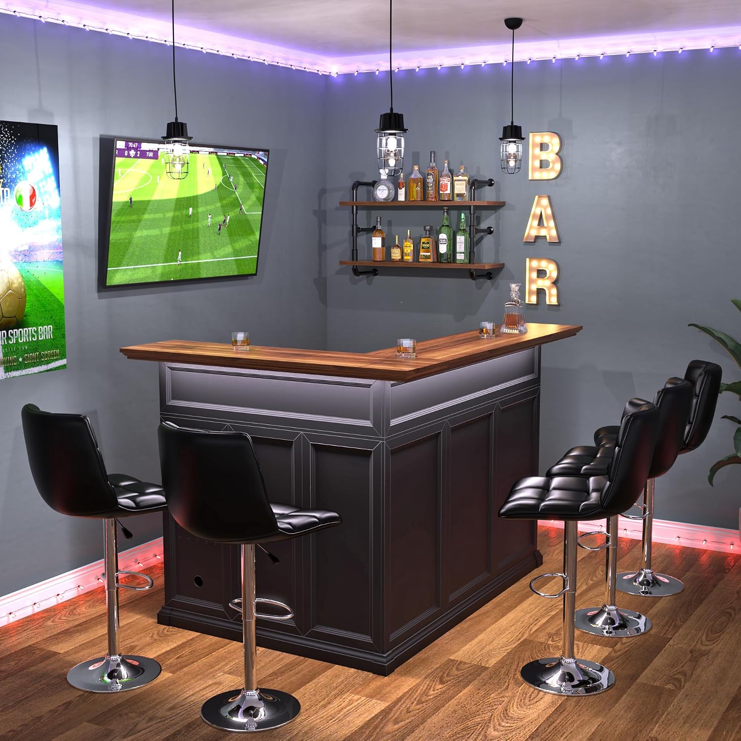 L-Shaped Home Bar Cabinet with - Home Bar And Fridge 评论和价格