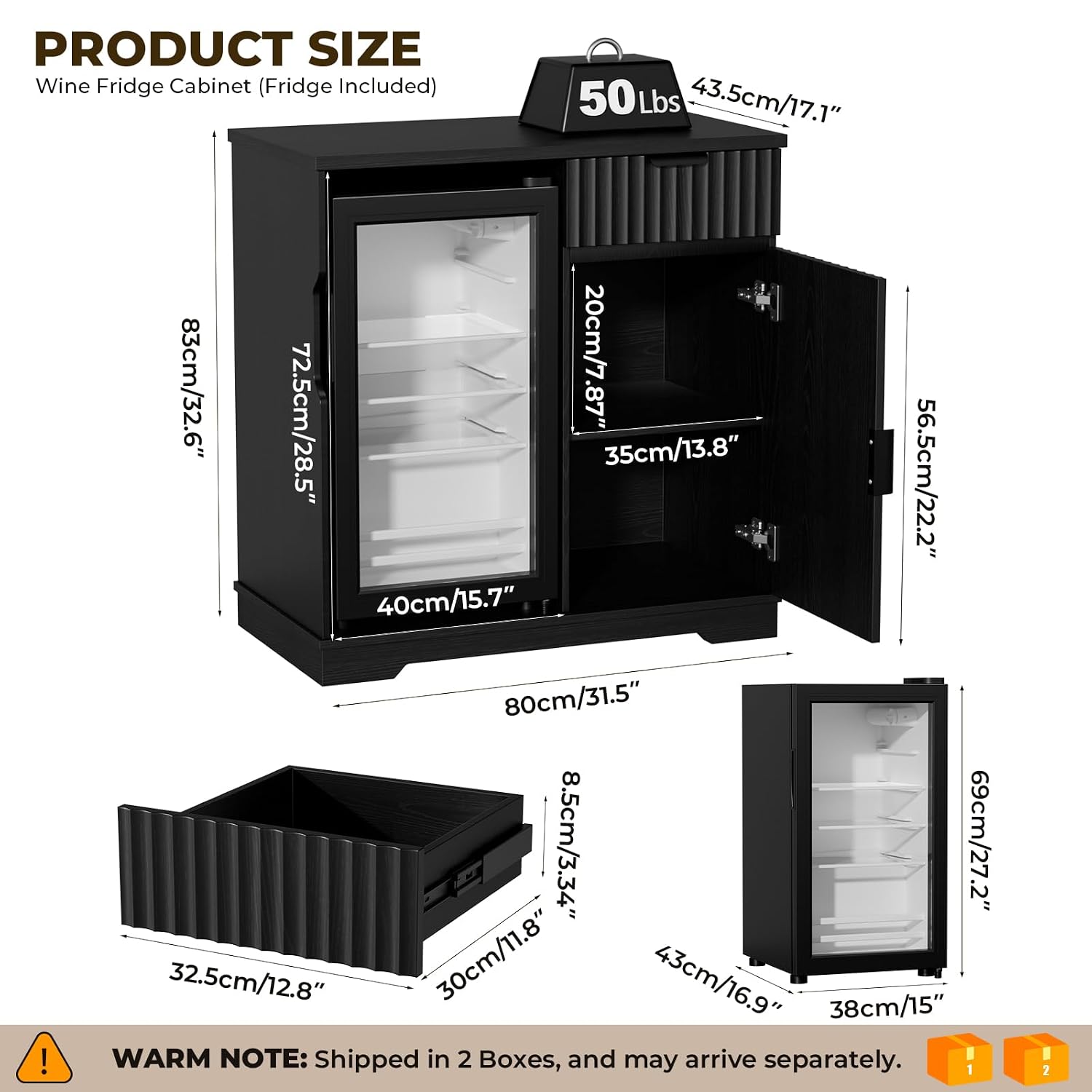 Fluted Mini Fridge Cabinet (Fr - Home Bar And Fridge 评论和价格
