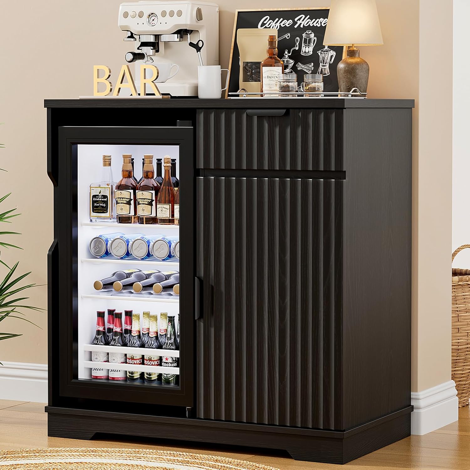 Fluted Mini Fridge Cabinet (Fr - Home Bar And Fridge 评论和价格