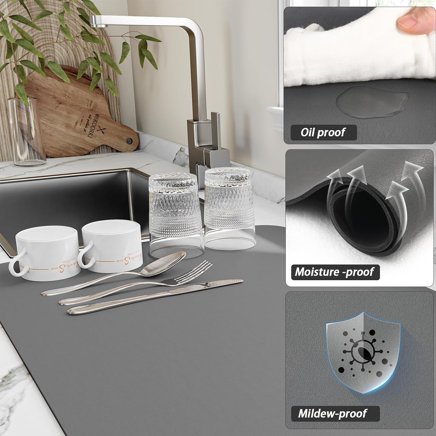 Coffee Cup Drying Mat Non-slip - Bar Mat Rubber 评论和价格